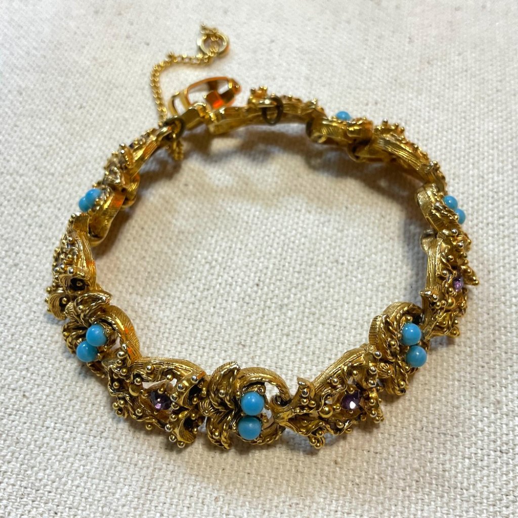 1960s Florenza Bracelet Gilded Rococo Bloom 65$